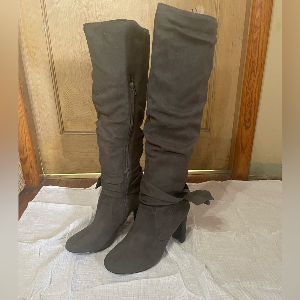 Diba Gray Suede Knee high boots